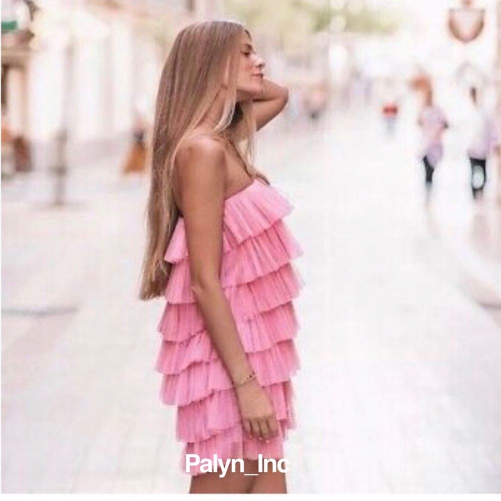 ZARA RUFFLED TULLE DRESS PINK - Picture 6 of 8
